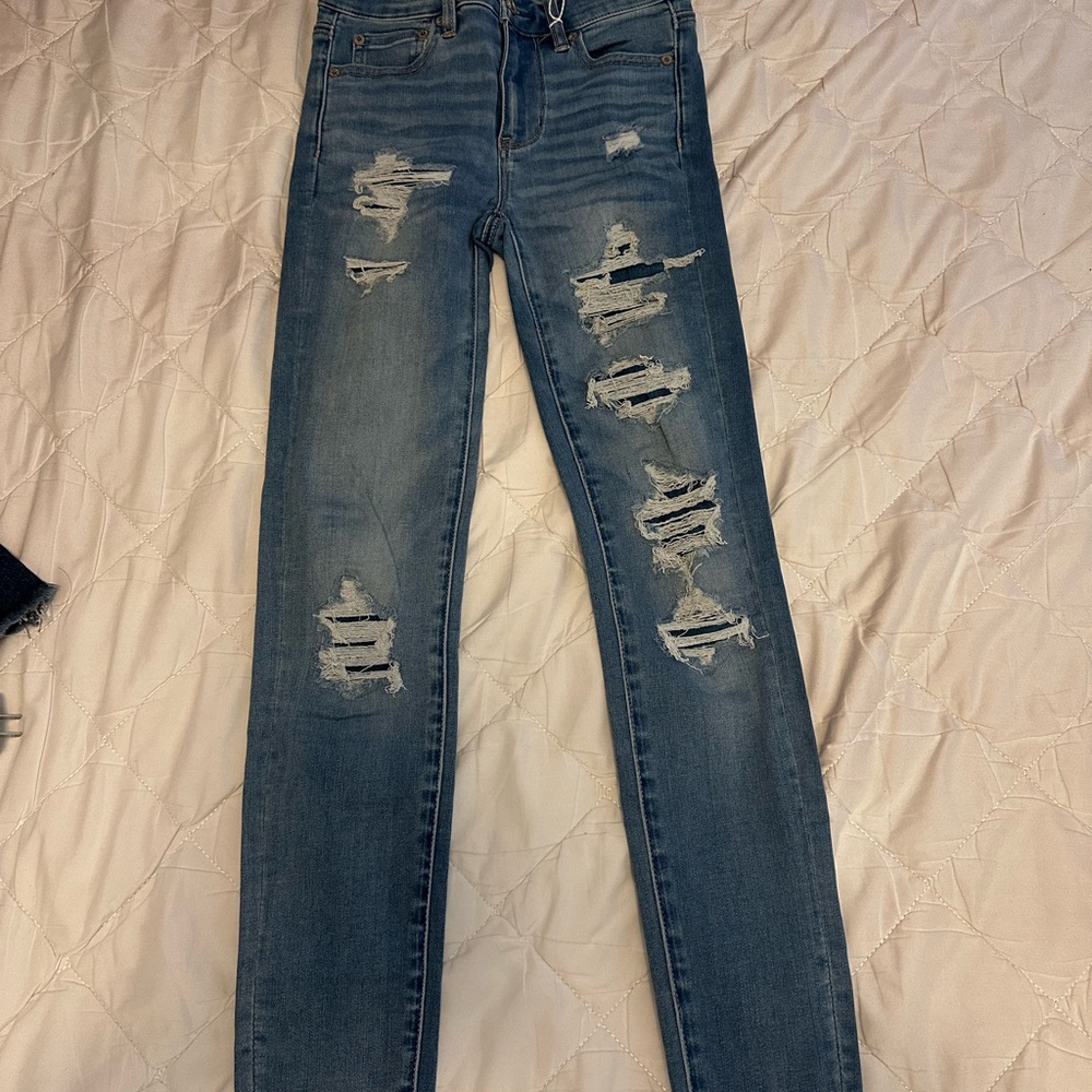American Eagle Outfitters Ripped Skinny Jeans - Blue